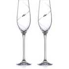Silhouette Collection Hand Cut Champagne Flutes Adorned With Swarovski Crystals - Set Of 2