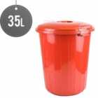 Sterling Ventures 35L Garden Waste Rubbish Dust Bin With Locking Lid (red)