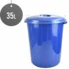 Sterling Ventures 35L Garden Waste Rubbish Dust Bin With Locking Lid (blue)