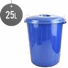 Sterling Ventures 25L Garden Waste Rubbish Dust Bin With Locking Lid (blue)