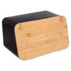 5Five Modern Breadbox with Bamboo Cutting Board - Black