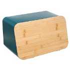 5Five Modern Breadbox with Bamboo Cutting Board - Teal