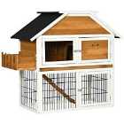 Pawhut 2 Tier Wooden Rabbit Hutch Guinea Pig Cage With Plant Box Tray Ramp