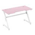 HOMCOM Z-Shaped Racing Style Gaming Desk with Cable Management Home Office Pink