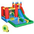 Outsunny Kids Inflatable Bouncy Castle With Water Pool Climbing Wall & Trampoline