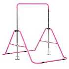 Homcom Kids Gymnastics Bar With Adjustable Height Foldable Training Bar - Pink