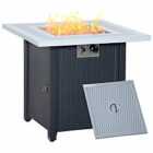 Outsunny Outdoor Propane Gas Fire Pit Table With Lid And Lava Rocks - Black