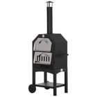 Outsunny Charcoal Tall Ovan Pizza Maker Bbq Grill Outdoor Picnic With Thermometer - Black
