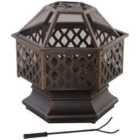 Outsunny Outdoor Fire Pit w/ Screen And Poker - Bronze