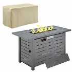 Outsunny Outdoor Gas Fire Pit Table Smokeless Firepit With Rain Cover Lid - Black