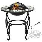 Outsunny 3-in-1 Outdoor Fire Pit Garden Table With Bbq Grill Screen Cover