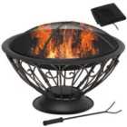 Outsunny Metal Fire Bowl/Patio Heater - Black & Gold