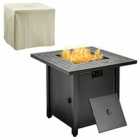 Outsunny Outdoor Propane Gas Fire Pit Table With Rain Cover 40000 Btu - Black