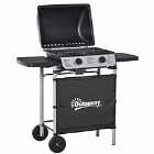 Outsunny Propane Gas Barbecue Grill 2 Burner Cooking Bbq 5.6 Kw With Side Shelves - Black