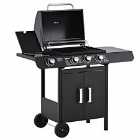 Outsunny Deluxe Gas Barbecue Grill 3+1 Burner Garden Bbq With Large Cooking Area - Black