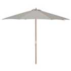 Outsunny 3M Fir Wooden Garden Parasol Sun Shade Outdoor Umbrella Canopy - Grey