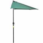 Outsunny 3M Half Round Parasol Garden Sun Umbrella Metal With Crank - Green