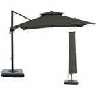 Outsunny 360 Cantilever Parasol Roma Umbrella With Base Weights Cover - Dark Grey