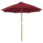 Outsunny 2.5M Wooden Garden Parasol Outdoor Umbrella Canopy With Vent - Red