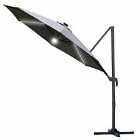 Outsunny 3M Led Cantilever Parasol Outdoor With Base Solar Lights - Grey