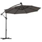 Garden Gear Solar Led Parasol with Cover - Charcoal