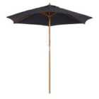 Outsunny 2.5M Wooden Garden Parasol Sun Shade Outdoor Umbrella Canopy - Black