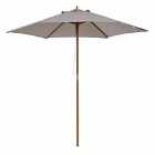 Outsunny 2.5M Wood Garden Parasol Sun Shade Patio Outdoor Wooden Umbrella Canopy - Grey