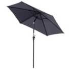 Outsunny Patio Umbrella Parasol Sun Shade Garden Aluminium Grey 2.7M - Grey