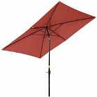 Outsunny 2x3m Garden Parasol Rectangular Umbrella - Red