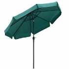 Outsunny 2.7M Patio Umbrella Garden Parasol With Crank Ruffles 8 Ribs - Green