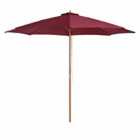 Outsunny 3M Fir Wooden Garden Parasol Sun Shade Outdoor Umbrella Canopy - Wine Red