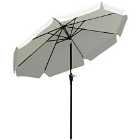 Outsunny 2.7M Patio Umbrella Garden Parasol With Crank Ruffles 8 Ribs - White
