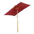 Outsunny Wooden Patio Umbrella Market Parasol Outdoor Sunshade - Wine Red