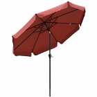 Outsunny 2.7M Patio Umbrella Garden Parasol With Crank Ruffles 8 Ribs - Wine Red