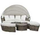 Garden Gear Modular Rattan Daybed with Table and Cover - Tonal Grey