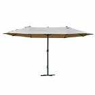 Outsunny Sun Umbrella Canopy Double-side Crank Sun Shade Shelter 4.6M - Khaki