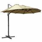 Outsunny 4.5M Double Garden Parasol Garden Umbrella With Crank Handle - Khaki