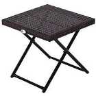Outsunny Folding Square Rattan Coffee Table Bistro Balcony Garden Steel Outdoor