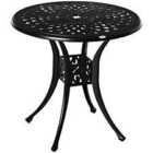 Outsunny 78Cm Round Garden Dining Table With Parasol Hole Cast Aluminium - Black