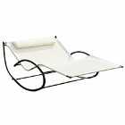 Outsunny Hammock Chair Sun Bed Rock Seat With Metal Texteline - Cream
