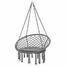 Outsunny Macrame Hanging Chair Swing Hammock For Indoor & Outdoor Use - Grey
