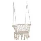 Outsunny Hanging Hammock Chair Macrame Seat For Patio Garden 80W X 60D X 36Hcm - Cream & White