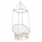 Outsunny Hammock Macrame Swing Chair Hanging Twisted Rope Tassels Indoor Outdoor - Cream