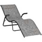 Outsunny Folding Lounge Chair Outdoor Chaise Lounge For Beach Poolside - Grey