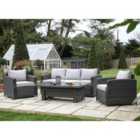 Louis 3 Seater Sofa Dining Set With Rising Table - Grey