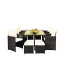 10 Seater Rattan Garden Furniture Set - 6 Chairs 4 Stools & Dining Table - Dark Grey