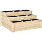 Outsunny 3 Tier Raised Garden Bed Planter Box With 9 Grids & Non-woven Fabric