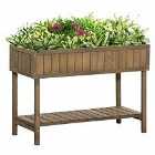 Outsunny Wooden Herb Planter Stand 8 Cubes Bottom Shelf Raised Bed - Brown