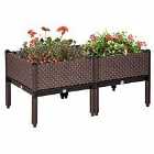 Outsunny Set Of 2 Raised Garden Bed Elevated Planter Box For Flower Vegetables - Brown