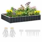 Outsunny Metal Raised Garden Bed No Bottom Diy Large Planter Box With Gloves - Grey